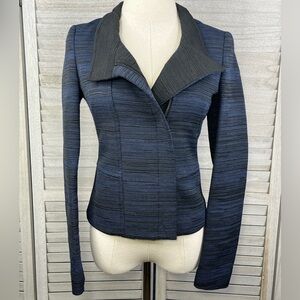 BOSS (Hugo Boss) Women's Full Zip Ribbed Moto Jacket  Black/Blue-0